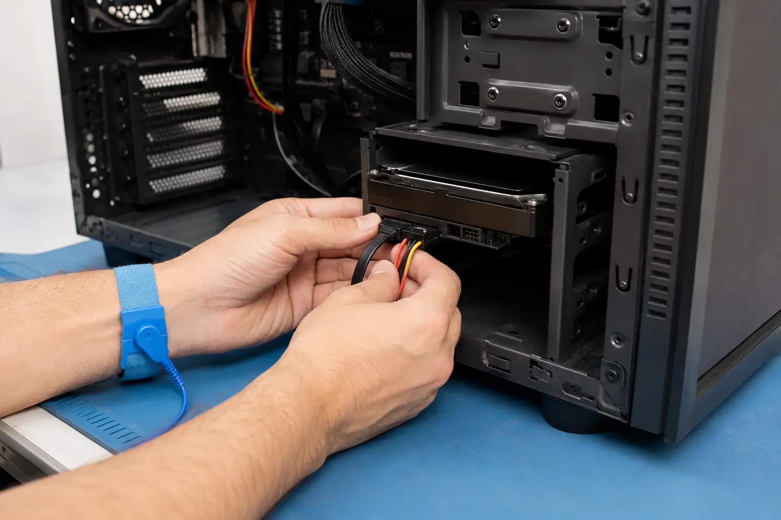 بررسی کابل SATA و برق هارد اینترنال در رایانه خاموش
